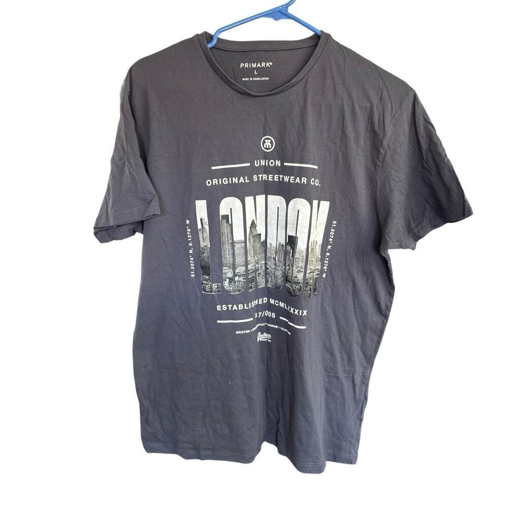 Primark Union London Deluxe Grey Top Mens L Casual City Minimalist T-shirt